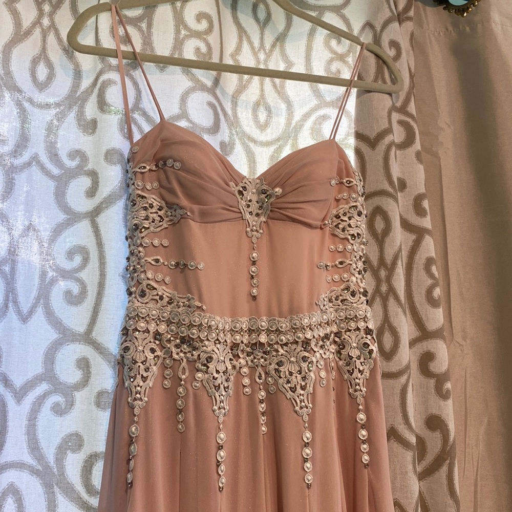 GORGEOUS pink shimmer, lace and glam detail gown // SZ S